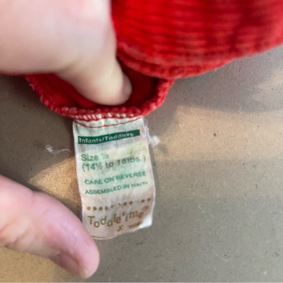 Red Corduroy Overalls with Elephant Design - Picture 5 of 5